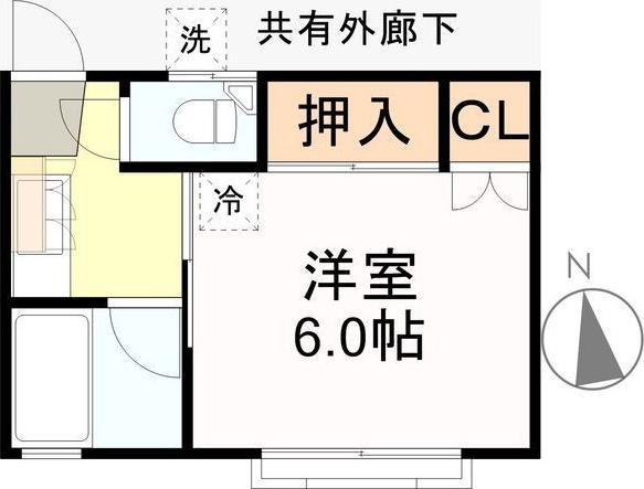 BONハイツ(1K/2階)の間取り写真