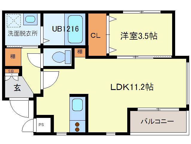 クレッシェンド清水(1LDK/1階)の間取り写真