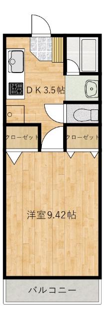サザン27前川ビル(1K/3階)の間取り写真