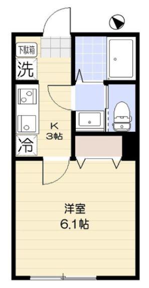 エクセラン北浦和(1K/3階)の間取り写真