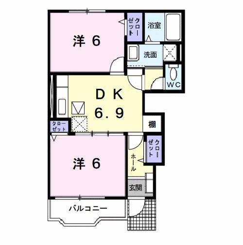 セイバリーII(2DK/1階)の間取り写真