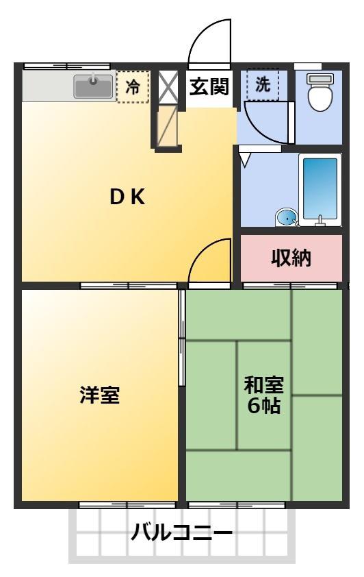 エステートピア サイド(2DK/1階)の間取り写真
