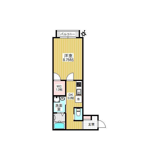 フラット221B(1LDK/3階)の間取り写真