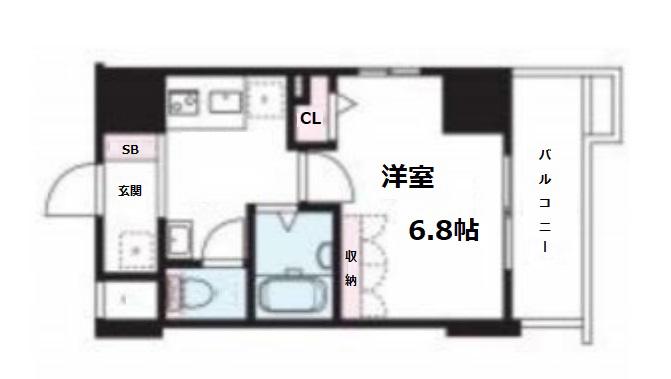 ラナップスクエア大阪城西(1K/6階)の間取り写真