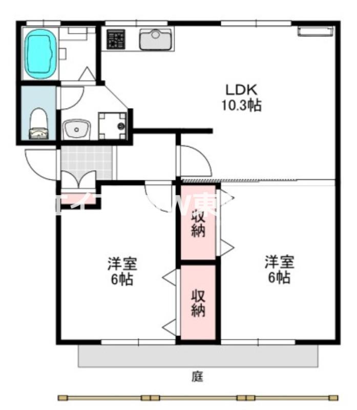 フローレス93 A棟(2LDK/1階)の間取り写真