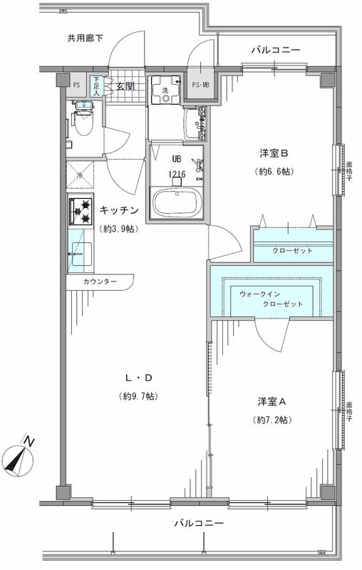 クレアドミール鴻巣(2LDK/1階)の間取り写真