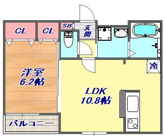 フジパレス東灘(1LDK/3階)の間取り写真