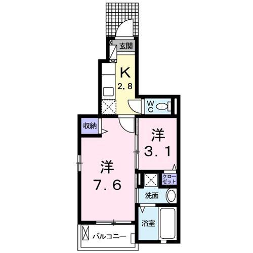 ツバキハイツ(1SK/1階)の間取り写真