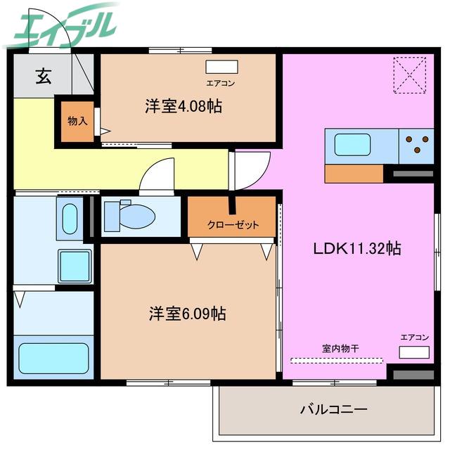 エスペランサSVIII(2LDK/3階)の間取り写真