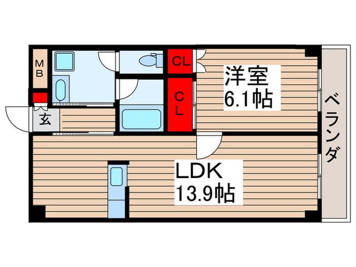 INSURANCE BLDG(1LDK/3階)の間取り写真