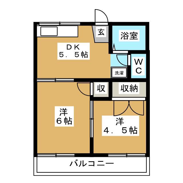 石原ハイツ(2K/2階)の間取り写真