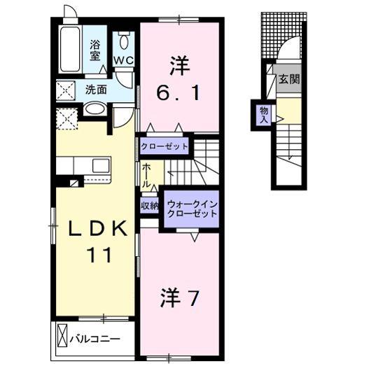 ウエスト パーク(2LDK/2階)の間取り写真