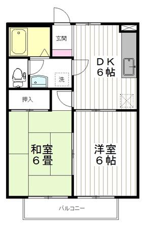 ボルベールA(2DK/1階)の間取り写真