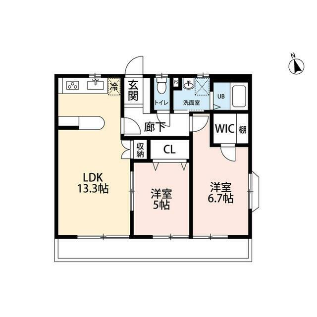 アムール踊場(2LDK/2階)の間取り写真