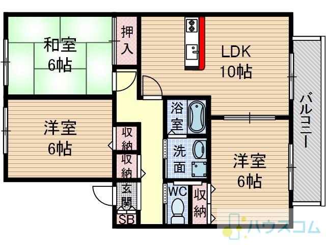 フォーチュンⅡ(3LDK/1階)の間取り写真
