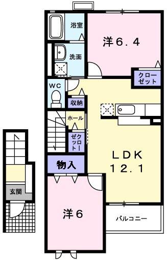 グランツ ミッテII(2LDK/2階)の間取り写真