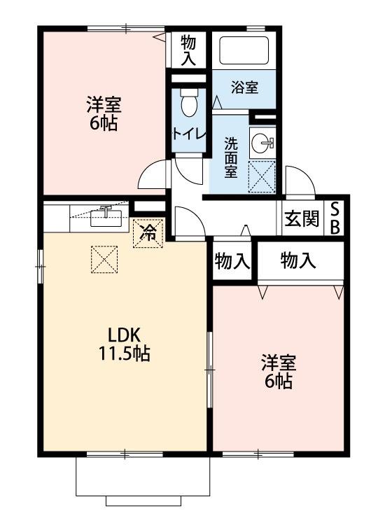 グリーンウェーブIV(2LDK/2階)の間取り写真