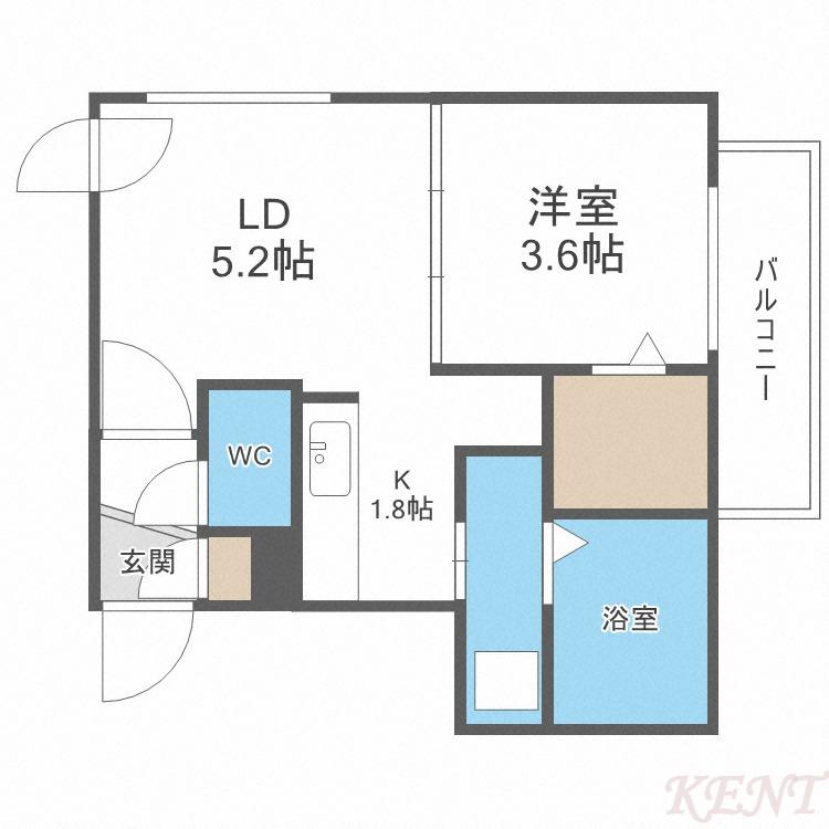 BLANC BONHEUR SOEN(1DK/3階)の間取り写真