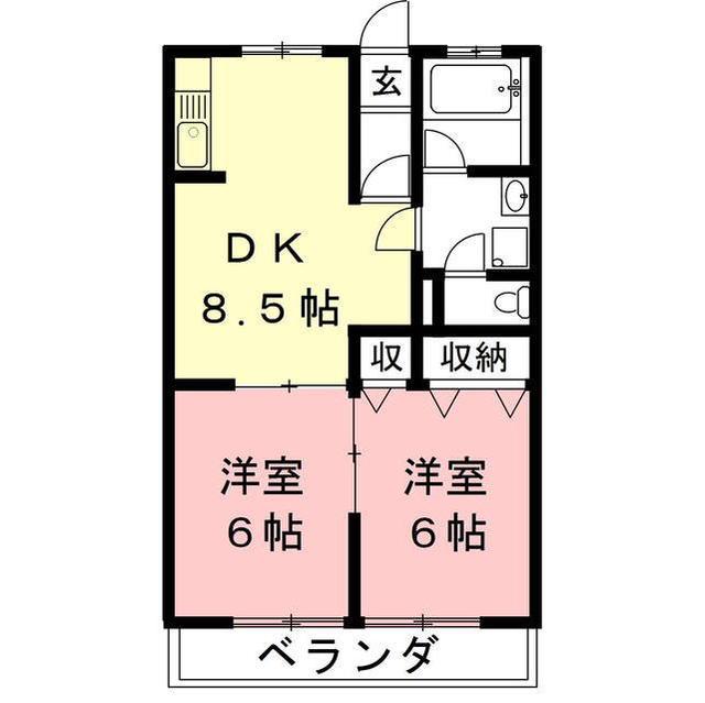 今嶺ビル(2DK/2階)の間取り写真
