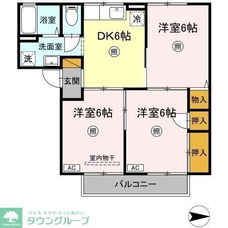 ルピナス幕張(3DK/2階)の間取り写真