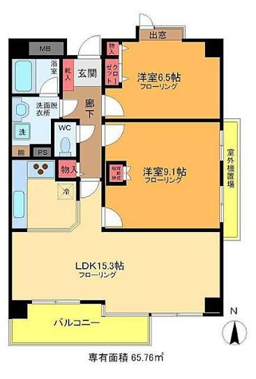マンション武蔵野(2LDK/4階)の間取り写真