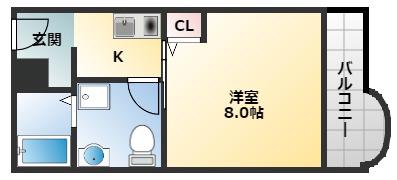 やまぐちビル(1K/3階)の間取り写真