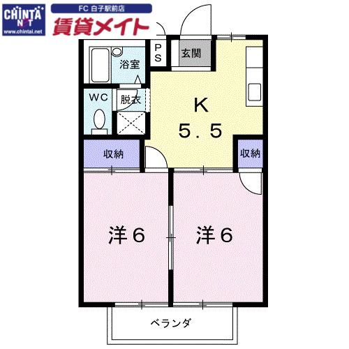 シティハイツ西村(2K/2階)の間取り写真