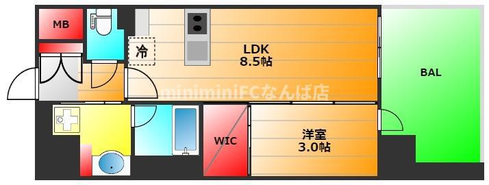 Jグランコート京町堀(1LDK/8階)の間取り写真