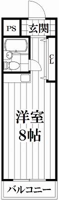 フローラルハイツ(ワンルーム/4階)の間取り写真