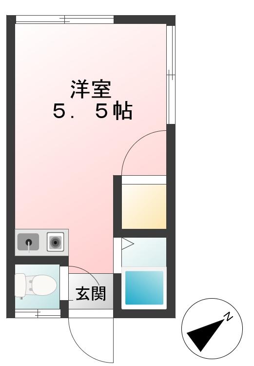 松宮ハイツ(ワンルーム/2階)の間取り写真