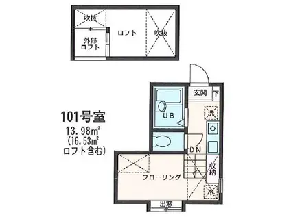 フルハウス江戸町(ワンルーム/1階)の間取り写真