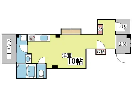 六甲ベイビューマンション(ワンルーム/2階)の間取り写真