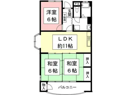 サンホワイトオサムラ(3LDK/3階)の間取り写真