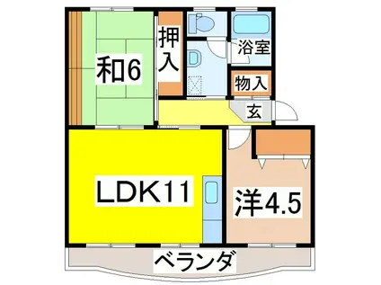 相生ハイツ(2LDK/1階)の間取り写真