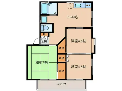 ハイツカラサワIII(3DK/2階)の間取り写真