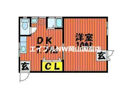 コーポラスK(1DK/1階)の間取り写真