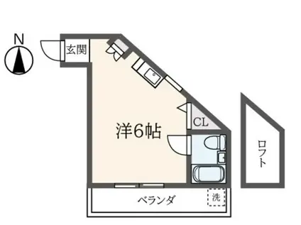 ベルハイム南ヶ丘(ワンルーム/1階)の間取り写真