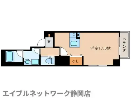 プランドール浅間(ワンルーム/6階)の間取り写真