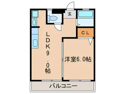 メゾンさかい(1LDK/2階)の間取り写真