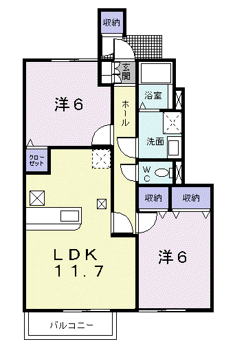 シティフォーレスト82(2LDK/1階)の間取り写真