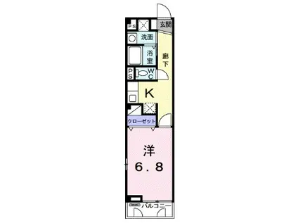 ルミネ高須B棟(1K/1階)の間取り写真