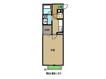 パークサイド21(1K/1階)の間取り写真