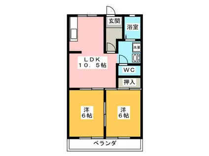 グリーンハイツA(2LDK/2階)の間取り写真