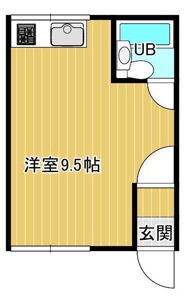 高台コーポ(ワンルーム/2階)の間取り写真