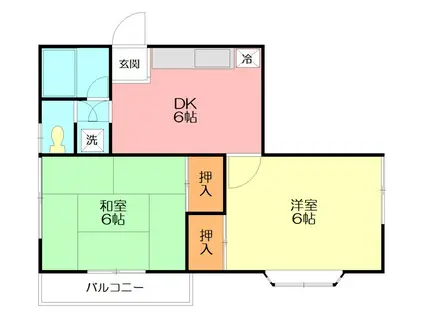 コーポ・ヒメシャラ(2DK/2階)の間取り写真