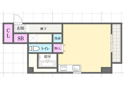 ゼフィール春日野道(ワンルーム/2階)の間取り写真