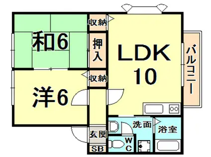 シェモア大畑III(2LDK/2階)の間取り写真