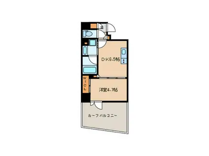 ザ・パークハビオ神楽坂(1DK/1階)の間取り写真