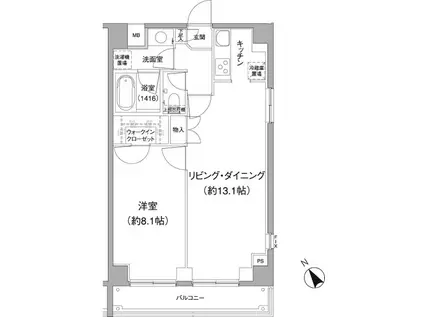 ザ キューブ(1LDK/3階)の間取り写真