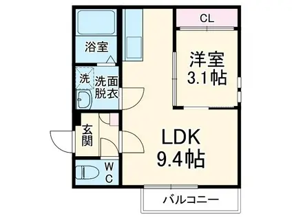 GRANDTIC平安通(1LDK/1階)の間取り写真